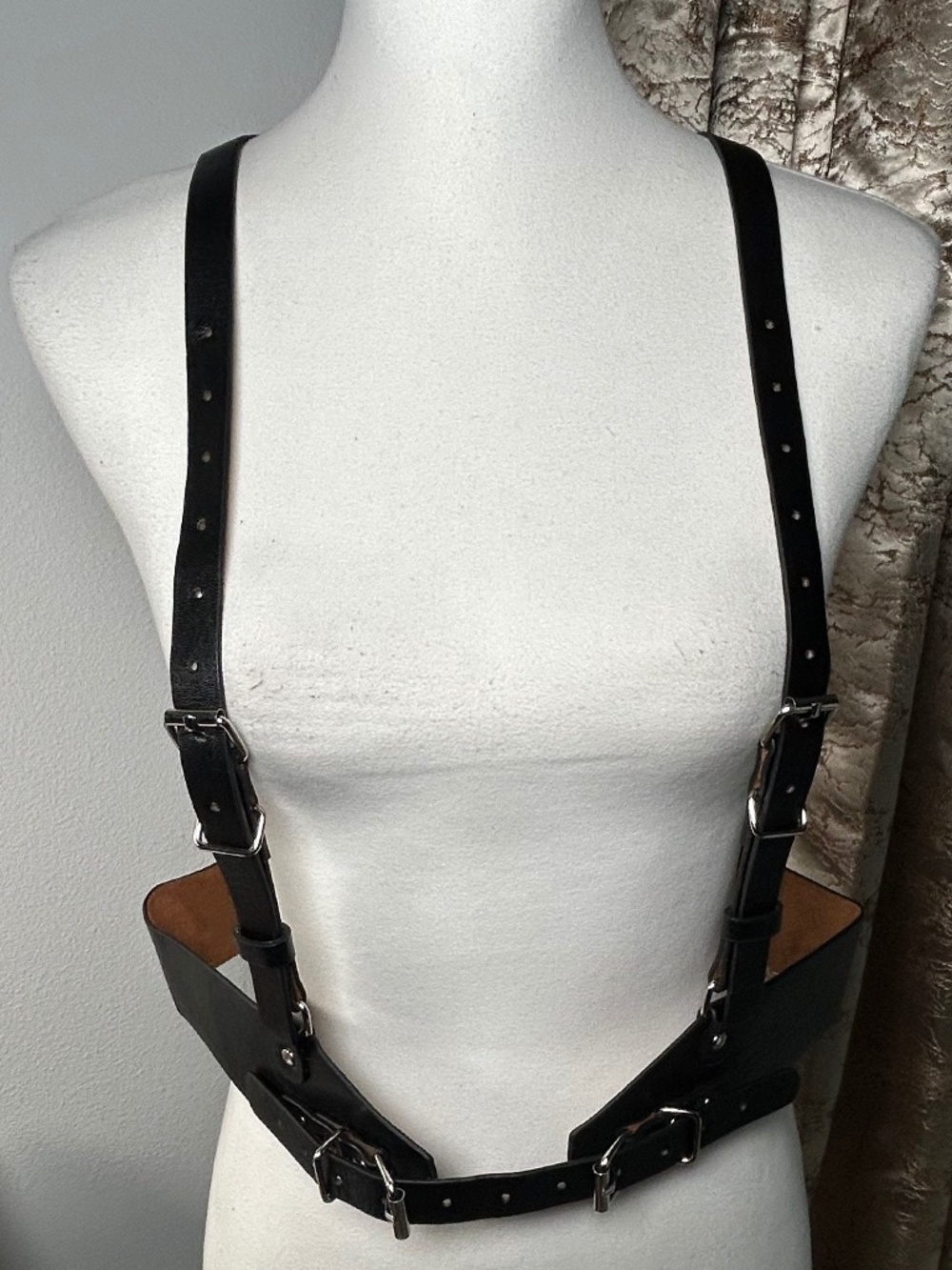 Halter Harness Black Leather Belt Women's Punk Gothic Waist Belt One Size